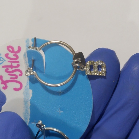 Justice Silver-tone Hoop Earrings Sparkling "B" & star-shaped charms - Girls - Picture 6 of 8